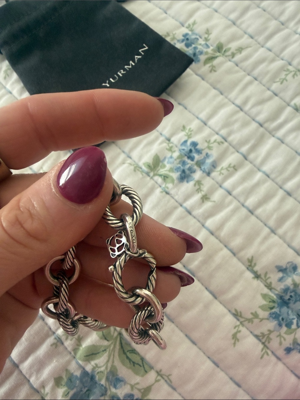 David Yurman Twisted Cable Round-Link Bracelet - Silver - Picture 2 of 5
